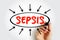 Sepsis - the body`s extreme response to an infection, text concept with arrows