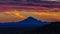 September 1, 2016, Mt Redoubt Volcano at Skilak Lake, spectacular sunset with extinct volcano in view, Alaska, the Aleutian Mounta