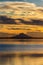 September 1, 2016, Mt Redoubt Volcano at Skilak Lake, spectacular sunset with extinct volcano in view, Alaska, the Aleutian Mounta