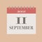 September 11 2001 day calendar vector icon illustration