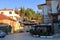 September 11 2023 - Tushemisht, Albania: buildings and streets at lake ohrid near the border with North Macedonia