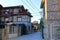 September 11 2023 - Tushemisht, Albania: buildings and streets at lake ohrid near the border with North Macedonia