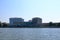 September 13 2021 - Tulcea in Romania:: View of the harbour area and Skyline of Tulcea Danube Delta