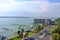 September 14 2021 - Constanta in Romania: Landscape with the boulevard in Mamaia resort and Siutghiol lake