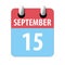 september 15th. Day 15 of month,Simple calendar icon on white background. Planning. Time management. Set of calendar icons for web