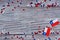 September 18, happy independence day of Chile. memorial day for independence. the concept of patriotism. mini flags with confetti