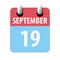 september 19th. Day 19 of month,Simple calendar icon on white background. Planning. Time management. Set of calendar icons for web