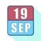 september 19th. Day 19 of month,Simple calendar icon on white background. Planning. Time management. Set of calendar icons for web