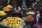 September 20, 2023, Colorful garlands flower selling in the market stalls in Pune during Ganesh Festival, India, Festivals in