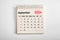 September 2024. One page of annual business monthly calendar on white background. September 2024 reminder, business planning,