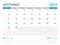 September 2024 year, Calendar planner 2024 and Set of 12 Months, week start on Sunday. Desk calendar 2024 design, simple and clean