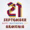 September 21, Armenia Independence Day congratulatory design with Armenian flag colors. Vector illustration