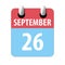 september 26th. Day 26 of month,Simple calendar icon on white background. Planning. Time management. Set of calendar icons for web