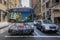 September 5, 2017 San Francisco/CA/USA - Muni bus carrying a bicycle at a traffic stop in downtown San Francisco