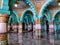 September 8, 2019- Mysore, India:Beautiful decorated interior ceiling and pillars of the Durbar or audience hall inside the royal