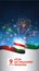 September 9, tajikistan independence day, vector tajik flag, colorful fireworks on night sky background. Tajikistan national