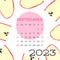 September calendar 2023. Apple fruits. Vector hand drawn design print. Natural background. Pencil drawing