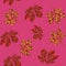 September forest chestnut leaves mushroom attractive cute fashion seamless sunny pink yellow brown autumn low poly