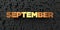 September - Gold text on black background - 3D rendered royalty free stock picture