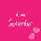 September Love: Hand-Drawn Lettering, Leaf Sketch, and Heart on Pink Background for Beauty Designs
