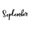 September month name. Handwritten calligraphic word. Bold font.