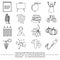 September month theme set of outline icons eps10