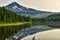 September seasons with Mt Hood reflecting in Trillium Lake