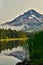 September seasons with Mt Hood reflecting in Trillium Lake