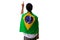 September seven, Brazil Independence Day. Black man holds Brazilian flag isolated