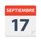 Septiembre 17 - Calendar Icon - September 17. Vector illustration of Spanish Calendar Leaf