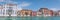 Sequance of colorful Venice buildings.