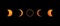 Sequence in 5 steps of an solar annular eclipse on black background.