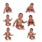 Sequence of different expressions of an African-American baby