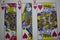 A sequence of jack queen and king close view of hearts playing card