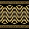 Sequinned glittery gold greek border seamless pattern. Shiny wave lines vector background. Repeat glitters greek key meanders