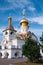 Seraphim of Sarov temple against the blue sky in summer in the Northern Park of Khabarovsk