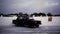 Serbia - Belgrade, December 29, 2022: winter drift, winter racing, professional drift with cars on ice. Clip. Cars in a