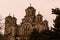 Serbia Belgrade March 2019. St. Mark`s cathedral orthodox church in the sunset light