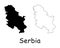 Serbia Country Map. Black silhouette and outline isolated on white background. EPS Vector