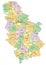 Serbia - detailed editable political map with labeling.