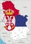 Serbia detailed political map with national flag.