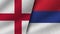 Serbia and England Realistic Two Flags Together
