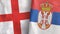 Serbia and England two flags textile cloth 3D rendering