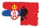Serbia Flag & Albania Flag Vector Hand Painted with Rounded Brush