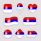 Serbia flag vector set.Serbian stickers collection. Isolated geometric icons. Country national symbols badges. Web