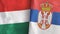 Serbia and Hungary two flags textile cloth 3D rendering