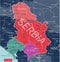 Serbia Kosovo and Montenegro detailed editable map