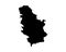 Serbia Map. Serbian Country Map. Black and White Srbija National Nation Geography Outline Border Boundary Territory Shape Vector I