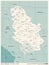 Serbia Map - Vintage Detailed Vector Illustration