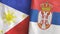 Serbia and Philippines two flags textile cloth 3D rendering